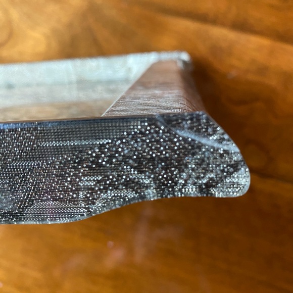 Vintage Vanity tray clear plastic encasing Gold Silver lamé brocade textile - Picture 7 of 7